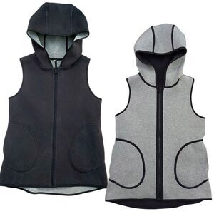 Lululemon Instasculpt Scuba Hooded Vest Womens 6 Black Gray Zip Up Reversible
